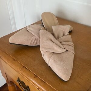 Tan Women's Slip-On Faux Suede Mules